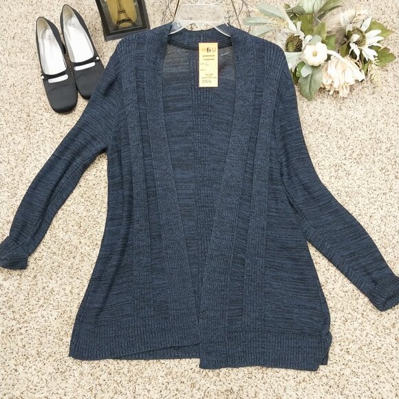 None Sweaters - 3308 Size Large Acrylic Navy Knit Cardigan.